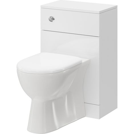 Alexander James Gloss White 500mm Toilet Unit and Monza Back To Wall Toilet Pan with Soft Close Toilet Seat (1/5)