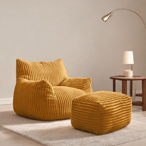 Fauteuil lounge poire 1 place avec pouf 103 x 90 x 70 cm (1/5)