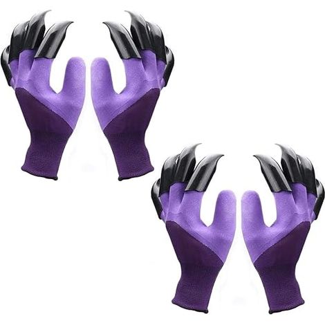 pares de guantes de jardinería con garras, guantes de jardinería impermeables para cavar y plantar, el mejor regalo para mujeres y hombres [morado]
