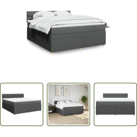 vidaXL Taschenfedern - Boxspringbett mit Matratze Dunkelgrau 180x200 cm Stoff (1/5)