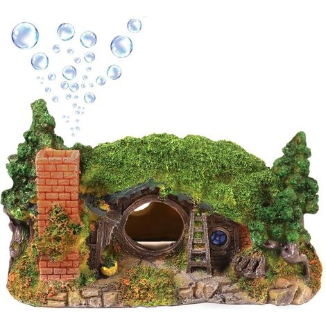 Decoraciones para acuarios, burbujas de aire decorativas para acuarios, acuarios pequeños, cabaña hobbit, decoraciones de cuevas, accesorios para acuarios betta, decoraciones para acuarios de El Señor (1/5)