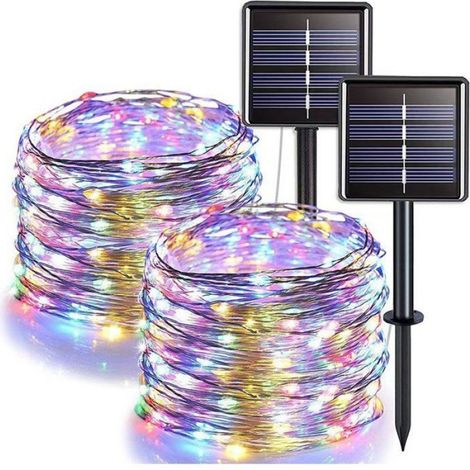 Éclairage extérieur - Lampe de camping - avec 8 réglages - 22 mètres/200 LED Guirlande lumineuse extérieur - Énergie solaire - (1/5)