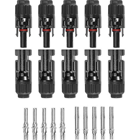 Male/Female Solar Panel Cable Connectors Waterproof IP67 for Photovoltaic Solar System (5 Pairs) (1/5)