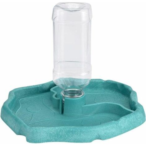 [JAMAIS UTILISÉ]Distributeur d'eau pour reptiles et tortues Accessoire 2 en 1 en plastique bleu Séparation zones humides et sèches Facile à nettoyer