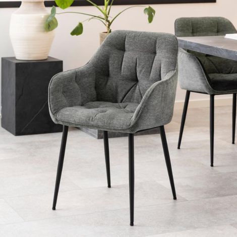 Brooke Chaise de salle à manger avec accoudoirs, gris.