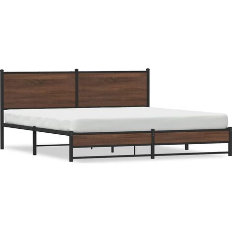 Lit double Lit adulte Cadre de lit en métal sans matelas chêne marron 180x200 cm (1/5)