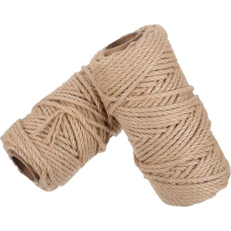Ficelle de Jute Tressée Naturelle 2 Rouleaux 0,5 Cm X 50 M, Corde Multifonction Facile à Couper pour Bricolage et Attaches Plantes Jardin (1/5)
