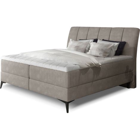 Lit continental moderne avec matelas velours beige Brato-160x200 (1/5)