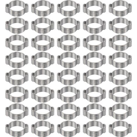 40pcs Collier À Double Oreille 14-17 mm Collier De Serrage Argent (1/5)