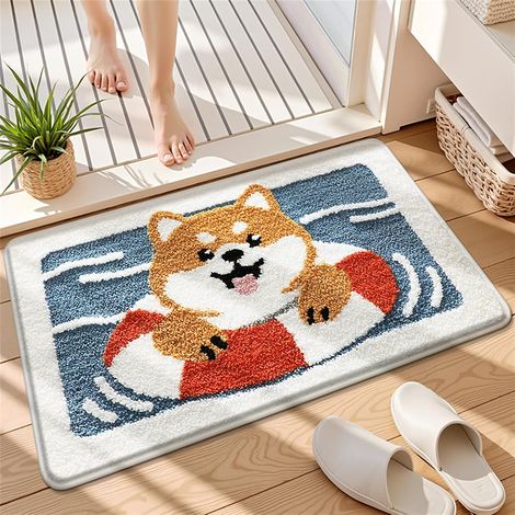 Alfombra de baño antideslizante, linda alfombra de baño de animales, alfombra de baño de microfibra suave absorbente, que absorbe el agua, lavable a máquina (40 x 60 cm) (1/5)
