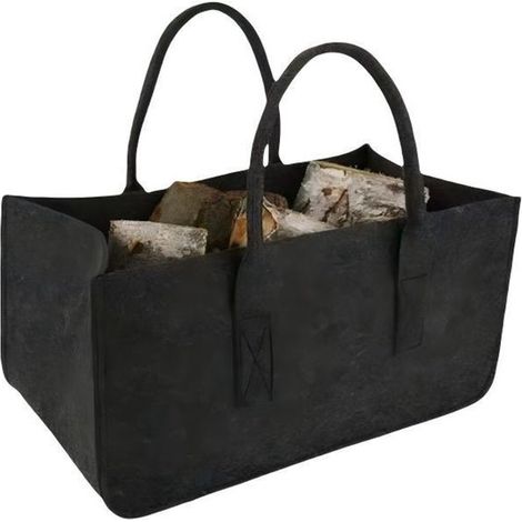Cesta de almacenamiento de fieltro y madera，con unas dimensiones de 25 x 25 x 50 cm (alto x ancho x profundidad)，bolsa de transporte (1/5)