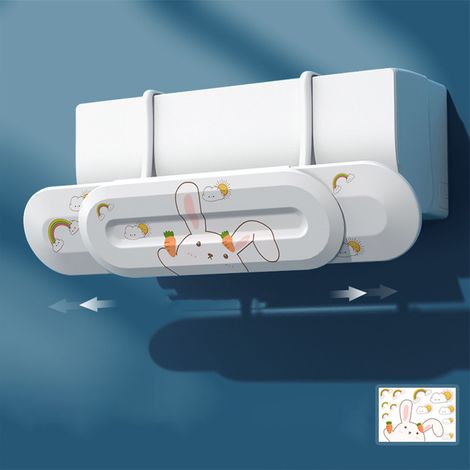 Déflecteur universel réglable pour pare-brise de climatiseur, 74 à 97 cm, avec aileron de refroidissement et autocollants lapin inclus. (1/5)