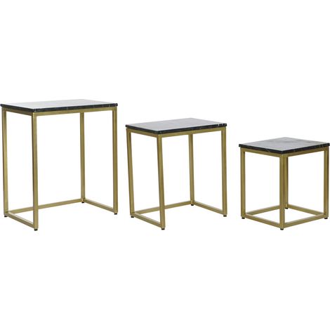 Table Auxiliaire Set 3 Marbre Fer 50X35X60 Noir (1/5)