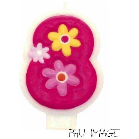 Candela rosa per torta FIORI n. 8 1 pz.