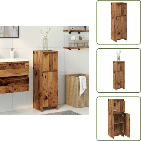 The Living Store Mobile da Bagno Legno Antico 30x30x95 cm in Legno Multistrato - Mobile da bagno antico
