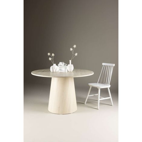 Lanzo table de salle à manger Ø120 cm whitewash. (1/4)
