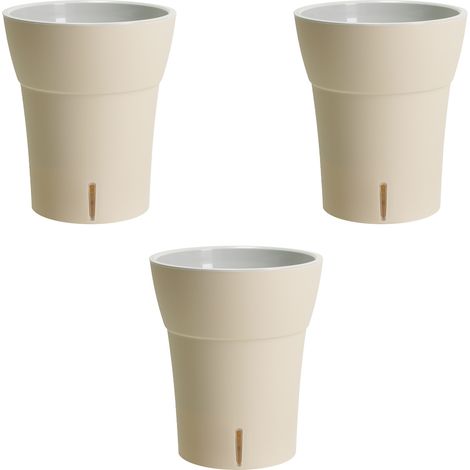 Set di 3 vasi per orchidee con riserva d'acqua - Dali-dea avorio 2 litri
