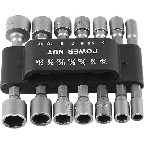 Juego de llaves hexagonales de cambio rápido para alicates, taladros eléctricos portátiles y destornilladores, 14 piezas en total. (1/5)