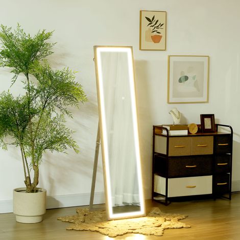 Espejo de cuerpo entero con LED, 40 x 160 cm, control táctil, regulable, 3 colores, gris.