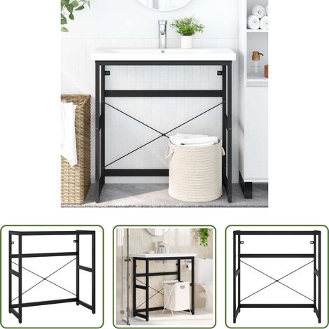 Support de lavabo - Cadre de lavabo de salle de bain Noir 79x38x83 cm Fer (1/5)