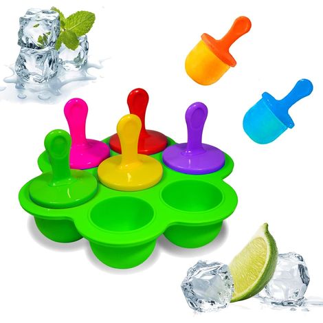Mini moules en siliCône popsicle avec batonnets et protège-gouttes Moule à glace Moule à crème glacée pour enfants Antiadhésif Conteneur de bricolage réutilisable pour la nourriture pour bébé vert-Fei (1/2)
