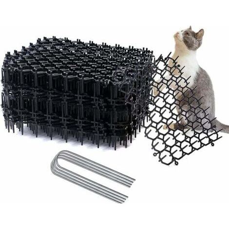 Filet Anti-Chat avec Pointes 12Pcs Pointes Anti-Chat Tapis Chat en Plastique Pointe Prickle Bande de Protection des végétaux pour Net Jardin Clôture Ferme (1/4)