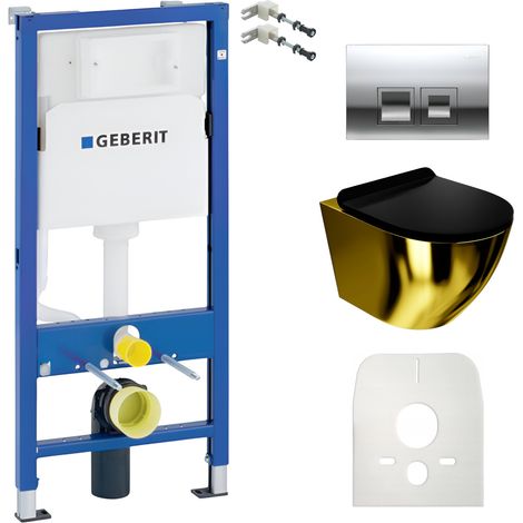 GEBERIT WC Set mit Vorwandelement, Wand-WC und Spülknopf (1/5)