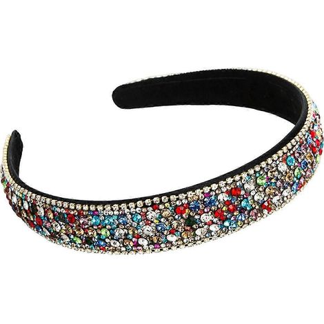 Luxuriöser Haarreif für Damen, bunte Strasssteine, breites Design, leichtes Kopfbedeckung-Multicolor (1/5)
