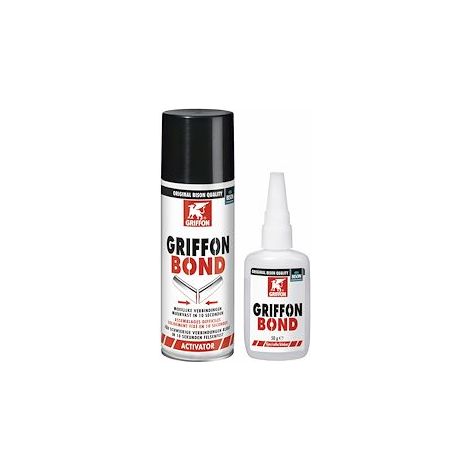 Griffon – Colle rapide 50G avec activateur 200ML – Pour bois, métal, verre, céramique – Fixation en 10 secondes – Colle universelle