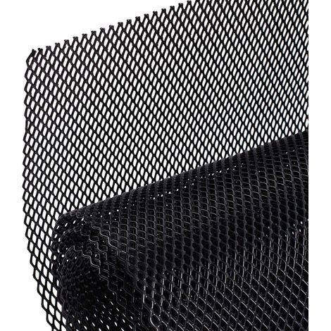 Noir Grille de grille en aluminium, 100 x 33 cm, universelle, grille d'aération pour pare chocs, étanche et résistant à la corrosion (trou de 3 x 6 mm (1/5)