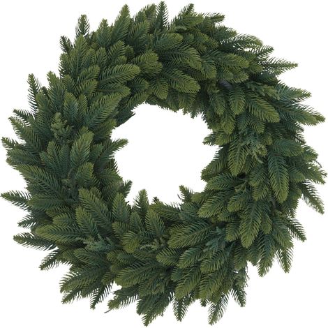 Couronne artificielle HWC-O98, couronne de porte, couronne de table, décoration artificielle Diam. 60 cm- sapin vert (1/5)
