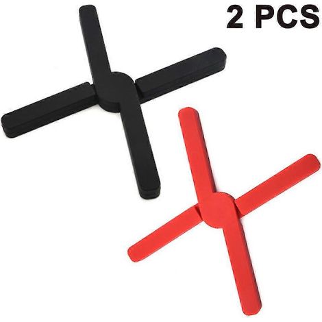 Lot de sous-verres pliables en silicone (noir + rouge), extensibles et pliables (1/5)