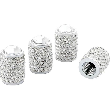 4 Pièces Bouchons De Valve De Pneu, Diamant Cache-Poussière De Valve, Cristal Strass Voiture Pneu Valve Tige Capuchons, Couvre Hermétique Couverture Décor Voiture Accessoire(Blanc) (1/5)