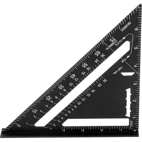 Équerre de charpentier à chevron 7 pouces alliage aluminium noir outil de mesure menuiserie impériale 90° 45° règle triangulaire (1/5)