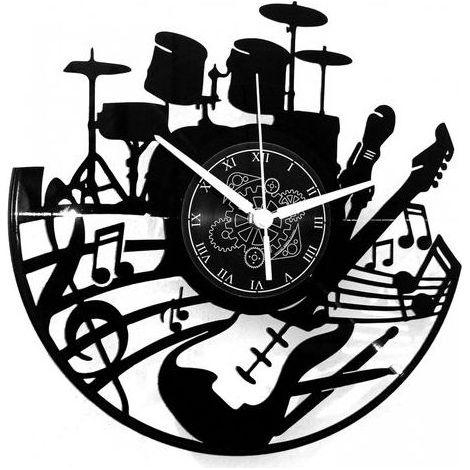 Horloge Murale en Vinyle LP 33 Tours idée Cadeau Vintage Faite Main Maison Guitare Musique Clavier Batterie (1/5)