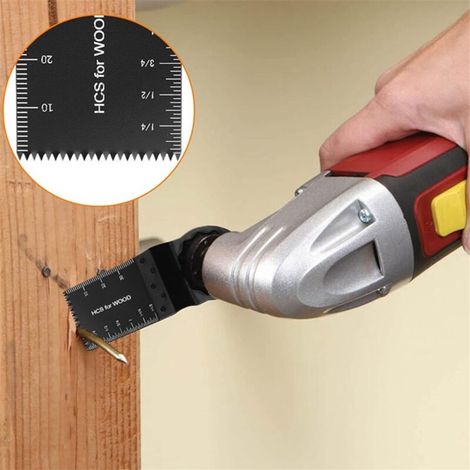 Outil multifonction - couteaux - 10 lames de scie oscillantes, Outil multifonction professionnel pour bois et métal - couteau, Universel avec système de fixation rapide