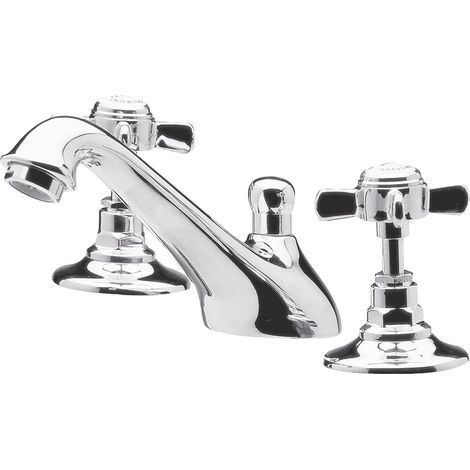 Balterley Hanchurch Traditional Crosshead 3 Tap Hole Basin Tap and Pop Up Waste - Chrome