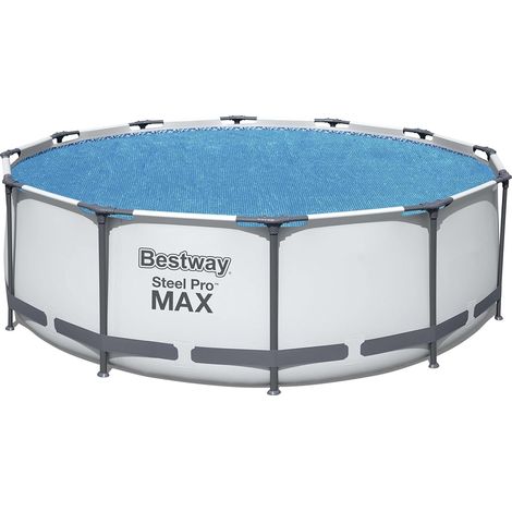 58242 Bâche Solaire diamètre 356 cm Piscine Hors Sol Ronde diamètre 366 cm Bleu (1/5)