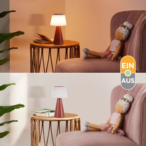 GBLY Tischlampe Akku Nachttischlampe LED 2ER- 3600mhA Kabellos Tischleuchte Touch Dimmbar Lampe mit USB Aufladbar Rot Batterie Tischlampen für Modern Wohnzimmer Schlafzimmer Outdoor