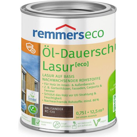 Remmers Öl-Dauerschutz-Lasur [eco] palisander, 0,75 Liter, Öko Holzlasur für innen und außen, ökologisch, nachhaltig, vegan, bienenverträglich (1/5)