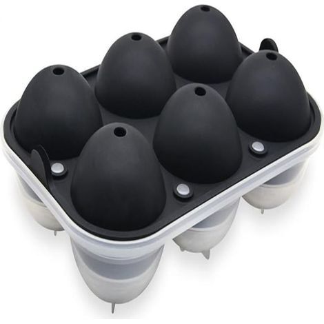 Moule à glaçons en silicone à 6 cavités avec couvercle -Grand moule à glaçons noir (1/5)