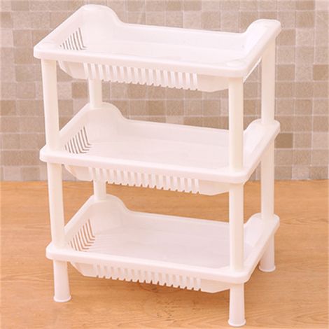 Étagère de Salle de Bain 3 Niveaux, Support PP Blanc pour Organisation Salle de Bain et Cuisine, Installation Murale (1/2)