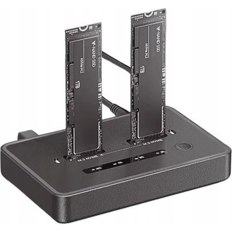 Estación de acoplamiento para SSD Gembird DD2-U3M2 de escritorio con dos unidades USB tipo C M.2 NVME (y SATA), color negro (1/5)