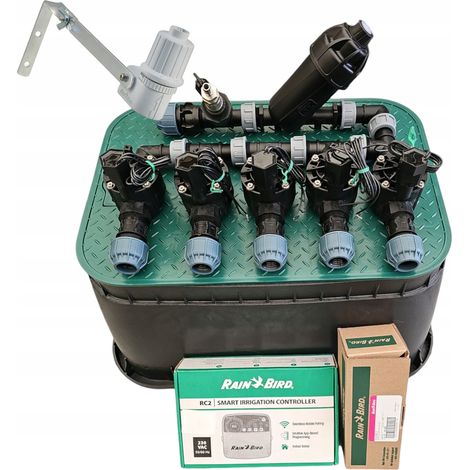 Kit Rain Bird a 5 sezioni: collettore con filtro e compressore, RC2, RSDBex, pozzetto, PE 32 (1/5)