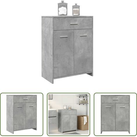 vidaXL Armoire béton - Armoire de salle de bain Gris béton 60x33x80 cm Aggloméré (1/5)