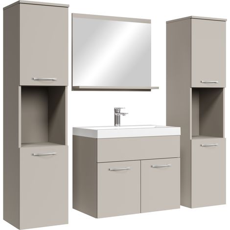 Set mobili da bagno Montreal XL 60 cm - Cashmere - specchio e mobiletti laterali