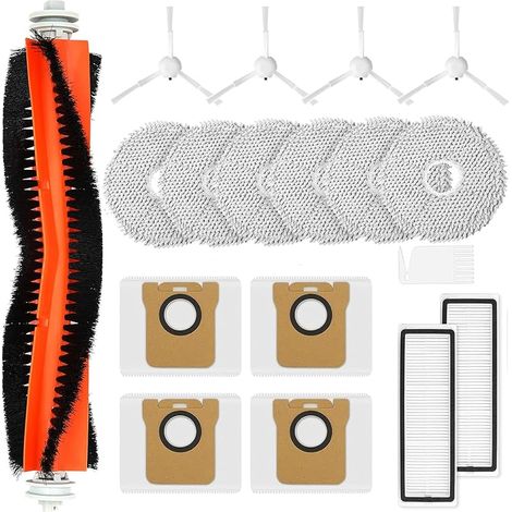 Kit de accesorios para el eje delantero del robot aspirador Saprdii X20+: 1 cepillo giratorio, 4 bolsas para el polvo, 6 paños de limpieza, 2 filtros, 4 cepillos laterales. (1/5)