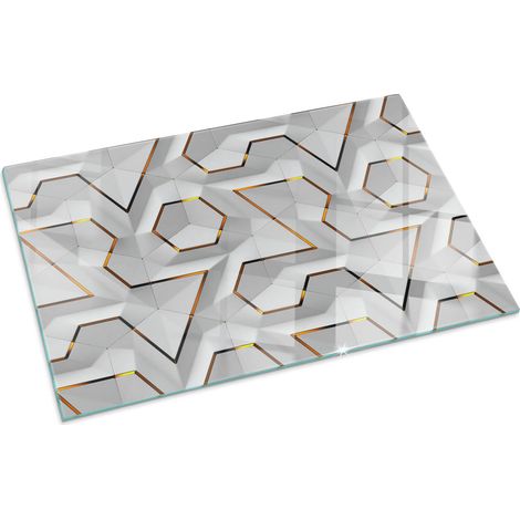 Protezione Pavimento Piastra In Vetro Temperato Per Camino Vetro Protettivo Resistente Per Camino Motivo geometrico 3D 100x70 cm (1/5)