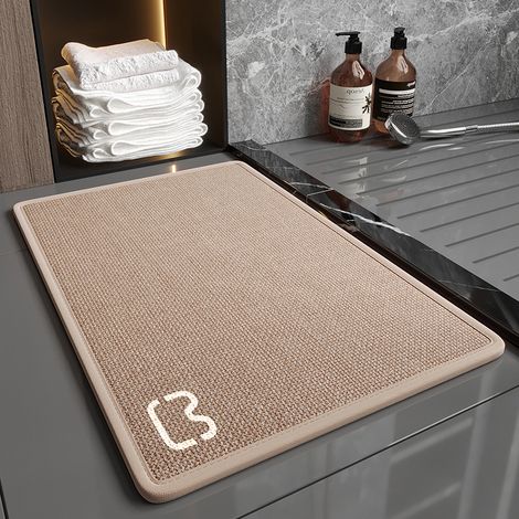 Tapis antidérapant en lin 60x90 cm motif tête de chat couleur marron, version améliorée épaisse, absorption rapide (1/5)