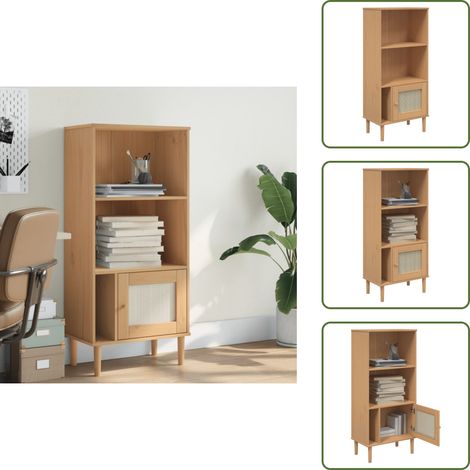 Credenza con ante - vidaXL Credenza SENJA Aspetto Rattan Marrone 60x35x130 cm Legno Pino - Credenza in rattan